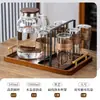 Juego de tazas de vidrio de alta gama resistentes al calor para el hogar, alto borosilicato, para la sala de estar, para invitados, taza de té, vaso de agua con anillo de madera, vaso para beber