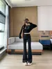 Pantalones casuales acampanados de talle alto con cordón para mujer, pantalones de campana adelgazantes y que favorecen la figura, pantalones largos nuevos, modernos y versátiles