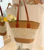 Bolsa de Palha Tecida de Verão para Mulheres, Bolsa de Palha Grande Capacidade, Bolsa de Mão Casual da Moda