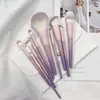 Cangzhou Set de 10 Brochas de Maquillaje Color Morado Estrellado Tamaño de Viaje Set Completo Bolsa de Almacenamiento Portátil Herramientas Profesionales para Maquilladores