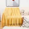 Manta de sofá de estilo nórdico manta para siesta en la oficina manta tejida de lana con borlas casual para aire acondicionado manta pequeña