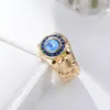 Moda europea y americana joyería nueva deseo Amazon AliExpress ebay popular anillo geométrico de cristal de zafiro