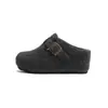 Zapatos Birkenstock para Otoño e Invierno Altura Interior 7cm Aumentadora Suela Gruesa Zapatos de Algodón Estilo Coreano Zapatos Retro Forro de Lana Piel de Cordero Puntera Zapatillas de Media Caña
