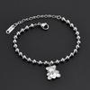 Pulsera de Acero de Titanio con Cuentas de Nicho de Dibujos Animados Oso Microincrustado Concha Pulsera Elástica Lindo Oso de Nácar Pulsera de Amor