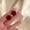 Pendientes de Terciopelo Borgoña Otoño e Invierno con Lazo y Perlas, Elegantes y Únicos, Festivos de Año Nuevo Dulces Versátiles