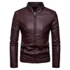 Jaqueta de Couro Moderna Masculina 2026 Outono/Inverno Nova Jaqueta Casual Masculina Estilo Coreano Slim Fit Gola Alta Jaqueta de Couro para Motociclista Europeia e Americana