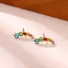 Pendientes de uva de circón púrpura frescos y dulces estilo coreano, pendientes de lujo ligero con forma de corazón de fruta de circón de colores de alta gama para mujer al por mayor