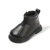 Moda Infantil Bebé Niño Zapatos para Caminar Botas de Cuero Forradas con Forro Polar 2025 Invierno Nuevo Estilo Botas Martin Elegantes para Exterior para Niñas