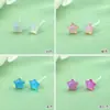 Nuevos Exquisitos Pendientes Pequeños de Resina con Purpurina Fina Estilo Bosque, Estrellas de Cinco Puntas Coloridas, Joyería para Orejas de Gama Alta, Sencilla, Moderna y Versátil