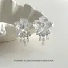 Brincos Transparentes Florais Frescos, Estilo Dupla Face, Modernos e Versáteis, Franja de Zircônia, Design Exclusivo, Brincos Versáteis com Senso de Design