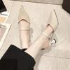 Sandalias de Dos Usos para Mujer, Celebridad de Internet Nuevos Tacones Altos de Punto Primavera y Verano para Usar al Aire Libre, Sandalias de Media Punta de Una Tira y Chanclas