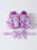 Zapatos Nuevos para Bebé 0-1 Año Suela Suave Zapatos para Niños Pequeños 3-5-8-9 Niñas Encaje Zapatos de Princesa Diadema Zapatos para Bebé Recién Nacido