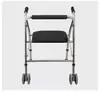 Asiento de rueda de acero inoxidable Andador con asiento plegable Andador con asiento para personas mayores y discapacitadas