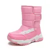 Botas de neve infantis transfronteiriças, forradas com pelúcia de inverno, espessadas e quentes, botas infantis para meninas de cano médio, sapatos de algodão, sapatos de algodão casuais para atividades ao ar livre