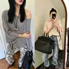 DestacadoYuran 26 Nueva Colección de Principios de Otoño: Camiseta de Algodón Perezoso de Doble Hilo Texturizado, Corte Holgado, Mangas Murciélago, Dos Vías