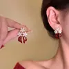 Pendientes de Florero con Lazo Multicolor Estilo Coreano de Lujo Ligero para Mujer, Pendientes de Estilo Simple y Suave, Accesorios de Oreja Versátiles de Lujo Ligero de Nicho
