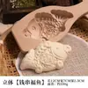 Molde de Madeira Artesanal de Ano Novo para Fazer Pães no Vapor e Pães em Formato de Flor, Pães no Vapor em Formato de Peixe Estilo Shandong, Ferramentas de Confeitaria de Madeira Domésticas, Padrões de Pão da Fortuna e Longevidade
