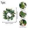 Corona de Hojas de Eucalipto Artificial Transfronteriza, Corona Decorativa de Puerta de Eucalipto, Follaje Verde para Bodas y Navidad, Corona de Guirnalda con Cabezas de Flores Artificiales