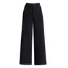 Calça de Lã Elegante de Barra Estreita e Larga para Mulheres Outono/Inverno 2026 Nova Calça Cropped de Cintura Alta Fluida Casual para o Trabalho