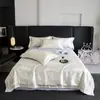 Conjunto de 4 Peças Edredom Lavável de Seda Gelada para Ar Condicionado de Verão Capa de Edredom Fresca de Seda Gelada Jacquard Lavável à Máquina Edredom Fino de Seda Gelada para Verão Venda por Atacado