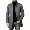 Gabardina acolchada gruesa de invierno para hombre de Amazon transfronterizo, corte slim estilo coreano, cuello alto, abrigo de lana de longitud media
