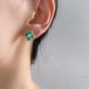 Aretes azules de alta gama con aguja de plata S925 chapada en oro real, nicho de lujo, aretes de circonita, joyería de oreja vintage 2825