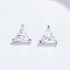 Brincos de Tarraxa Triângulo Zircônia Prata Esterlina 925 para Mulheres Novos Simples Versátil Tendência Hélice Auricular Joia de Orelha Moda Temperamento