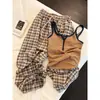 Pijama regata listrado casual retrô para mulheres, novo estilo de verão, conjunto confortável de calça longa xadrez para casa, adequado para usar fora de casa