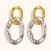 Pendientes de Aro con Patrón Martillado Transfronterizos Europeos y Americanos Acero Inoxidable Chapado en Oro de 18K Geométricos Dorados Creativos Personalizados Pendientes de Alta Gama