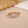 Anel Feminino de Zircônia Total com Seis Garras Moda Simples Elegante Lançamento 2024 Luxo Leve Anel para Dedo Indicador Versátil Presente para Namorada
