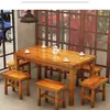 Mesa y silla de restaurante combinación madera maciza mesa y silla de comida rápida puesto de snacks barbacoa puesto de fideos mesa y silla puesto de comida restaurante de desayunos mesa carbonizada