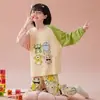 Suéter de Algodón Holgado para Primavera y Otoño para Niños y Niñas de Tallas Mediana y Grande Ropa de Casa Pijamas Pantalones de Manga Larga de Dibujos Animados para Adolescentes