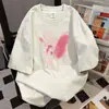 Diseño de Nicho Verano 2025 Casual Holgado Top Estampado de Letras Graffiti Manga Corta Camiseta Retro Americana para Mujer