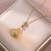 Colar Feminino com Flores, Saia Pequena Banhada a Ouro Antigo, Colar da Moda Estilo Palácio Retrô em Forma de Leque com Jade Hetian Sintético e Vermelho do Sul