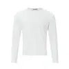 T1356 High Street Estilo Americano Unisex Tela Elástica Color Sólido Diseño Estructurado Camiseta Base Camiseta de Manga Larga para Hombre Streetwear