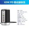 Cargador GaN de 65W multi-puerto, adaptador de escritorio PD de carga rápida, carga simultánea para teléfonos móviles y laptops