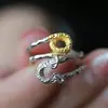 Anillo de Pin con Patrón de Hierba Tang de Color Contrastante Dorado y Plateado para Mujer Diseño de Nicho Moda Versátil Personalidad Anillo Abierto Joyería Nueva