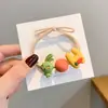 Ins Faixa de Cabelo Colorida com Frutas Feminina Menina Fofa Faixa para Couro Cabeludo Faixa de Cabelo Alta Elasticidade Couro Grosso Conjunto Corda de Cabelo Novo Estilo
