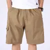 Pantalones Cortos de Algodón 2025 Verano Finos Rectos Sueltos Casuales para Hombre Pantalones de Cinco Puntos de Cintura Alta para Hombre de Mediana Edad