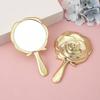 Espejo de Mano de Flor de Rosa Electrochapada en Metal de Gama Alta, Espejo de Maquillaje Portátil Estilo Ins, Mini Espejo para Retoques