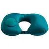 Almohada inflable en forma de U para el cuello, artefacto de viaje, plegable, portátil, con flocado, con soplado de aire, en forma de U