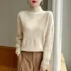 Suéter de punto trenzado 100% lana con cuello semialto para mujer, tejido grueso para otoño e invierno, cálido y elegante, jersey casual