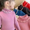 [En stock] Camisa de punto para niñas, otoño e invierno, nuevo suéter con orejeras para niñas.