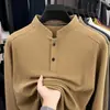 Novo Modelo 2025 Camiseta Térmica de Base Dupla Face Masculina Gola Alta Manga Longa Outono Inverno Slim Fit Casual de Negócios Moletom