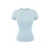 Top de Manga Corta con Cuello Redondo, Estilo Americano Lulu Similar, para Fitness, Camiseta de Verano Suave tipo Niebla, Súper Elástico, Súper Suave, Top Camiseta que Ceñe la Cintura