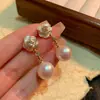 Camellia Gentle Chanel Aretes Perla Nuevos Primavera y Verano Lujo Ligero Borla Sentido de Alta Gama Explotivos Aretes Franceses para Mujer