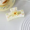 Pinza para el pelo estilo coreano estilo ins, pinza de garra cuadrada de flor, elegante de alta gama, accesorios para el pelo para moño en la parte posterior de la cabeza, pinza de tiburón