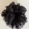 Anel de Cabelo Grande de Malha Cheia com Bolinhas Pretas e Brancas Fofo Elegante Moda Diário Versátil Corda de Cabelo Acessórios de Cabelo