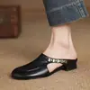 Pantuflas de medio punto retro francesas de comercio exterior transfronterizo para mujer, nuevas sandalias de verano suaves de tacón bajo, sandalias versátiles para exteriores