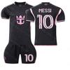 2024-25 Nuevo Pase Internacional Miami Negro Messi No. 10 Jersey de Traje de Fútbol No. 9 Suyas